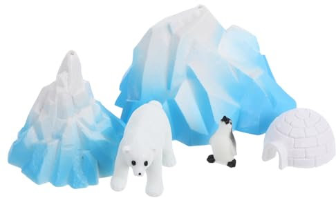 TOYANDONA 5 Stück Mini -arktische Iglu Puppenhaus-Mikrolandschaftsdekor Pinguin-Modell Penguin -Miniaturfigur Eisdorf Dekoration Naturgetreue Deko Bären Sie Iglu -Figur Pinguinfigur PVC