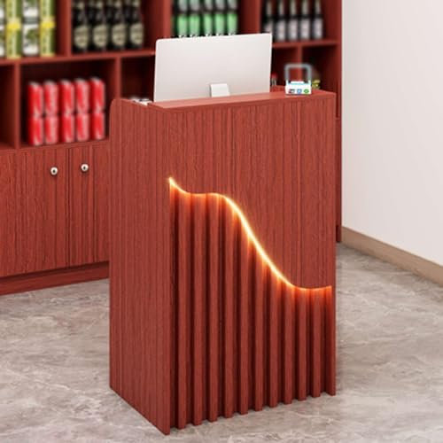 Simple Cashier Empfangstheke mit Schublade Aufbewahrung Einzelhandel Schreibtisch für Supermärkte & Hotels Empfangsraum Tisch – Modernes rotes Design Größe: 1,8 m