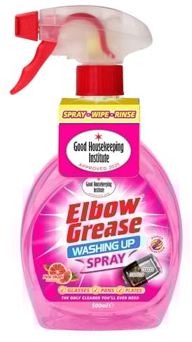 Elbow Grease Washing Up Spray | Power Degreaser - Cuts Through Grease & Grime | Hand Wash Dish Soap - Cleans Glasses, Pans & Plates (Pink Grapefruit, 500 ml)