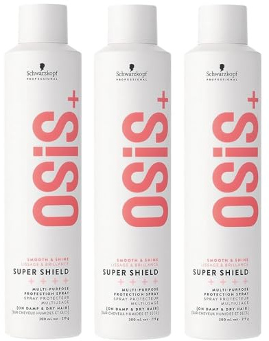 Schwarzkopf Professional OSiS Super Shield Mehrzweck-Thermoschutz-Spray, für langes Haar, reduziert Verheddern gegen stumpfen Teint, 300 ml, 3 Stück