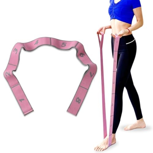 8-Ring-Yoga-Stretchband (pink), hochelastisches Widerstandsband, Fitness-Stretchband, Stretchband, Fitnessband, geeignet für Pilates, Gymnastik, Tanzen und Dehnübungen für Erwachsene und Kinder.