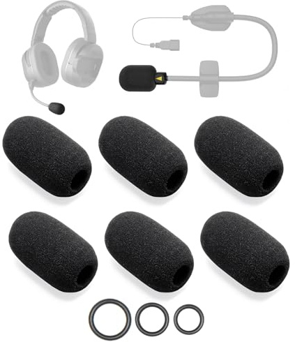 Voarmaks Lot de 6 bonnettes en mousse pour microphone compatibles avec CARDO PACKTALK, FREECOM X, Spirit Series, pièces de rechange pare-brise pour micro de casque de moto, filtre anti-pop + 12 joints
