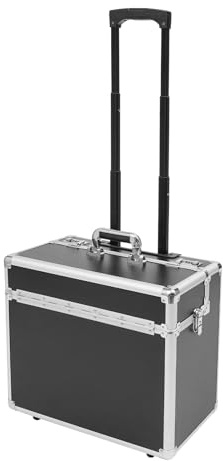 PromiseFly Rollbarer Aktenkoffer, Abschließbarer Pilotenkoffer Tragbar Koffer Tragfähigkeit 20 kg Mehrzweckkoffer Trolleykoffer für Büros, Besprechungsräume, Geschäftsreisen 48,5x23x39 cm