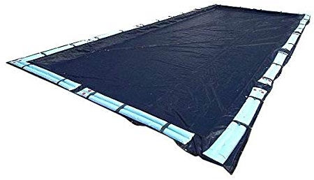 SWIMLINE HYDROTOOLS Super Guard Heavy Duty Pool Cover For Above Ground Swimming Pools |21 X 37 FT Cover | Blue / Black | Water Tube Sleeves | UV Protected For 16X32 FT Rectangle Pools | CO82137R