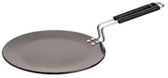 Vinod Hard Anodised Concave Tawa, 26.5 cm | Non-Reactive Surface | Compatible with Induction & Gas Stove | Flatbread Griddle for Roti, Chapati & Paratha - Black