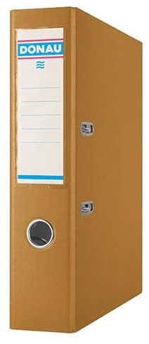 DONAU Ordner DIN A4 / Breit/Goldene / 75 mm - 7,5cm/ Karton mit Kunststoffeinband/Schlitzordner Büroordner Aktenordner/Metallgefasstes Griffloch Hebelmechanik Einsteckrückenschild