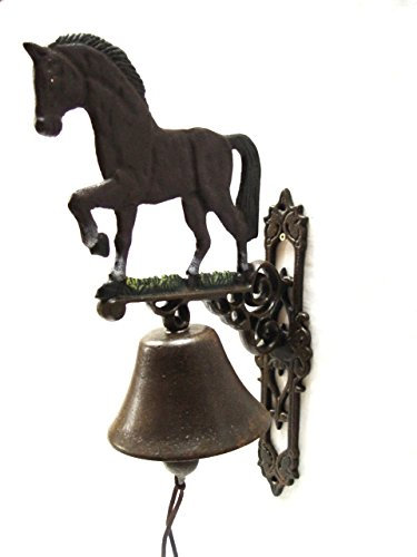 Wandglocke Glocke Türglocke Hausglocke Pferd Reiten Gusseisen Landhaus H 43 cm