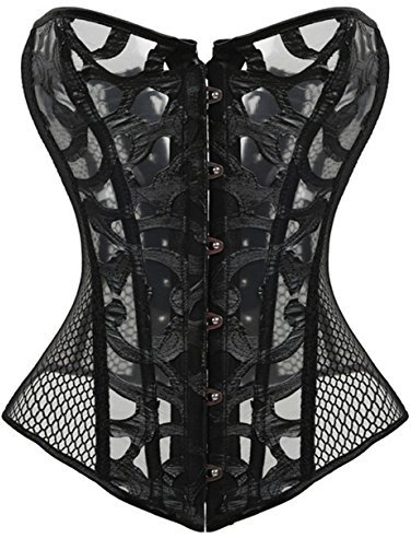 KUOSE Damen Schwarz Weiß Body Shaper Vollbrust Corsage Top Übergrößen, Schwarz, EUR(34-36)M