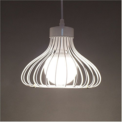Chrasy Retro Metall Pendelleuchte Hängeleuchte Käfig Vintage Industrie Deckenlampe Antike Cage Deckenluechte E27 Edison Kronleuchter Deckenbeleuchtun(Weiß)