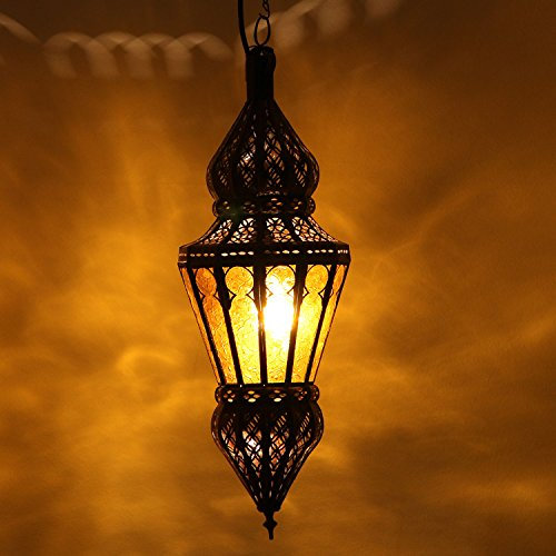 Casa Moro Marokkanische Hängeleuchte Laterne Esszimmer Deckenleuchte Wohnzimmer Wandleuchte Orientalischer Stil Gelb Nura L1216