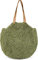 styleBREAKER runde Damen Basttasche mit langen Henkeln | Geflochtene Korbtasche als Strandtasche oder Shopper | Großes Hauptfach mit Reißverschluss, Farbe:Oliv