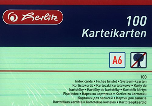 Herlitz Karteikarten A6, Liniert (1200 Stück, Grün)