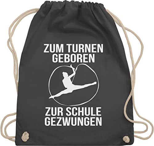 Shirtracer Turnbeutel Rucksack - Zum turnen geboren Silhouette - Unisize - Dunkelgrau - geschenke für turnerinnen kinderturnbeutel sport turn juterucksäcke riemchenbeutel tasche kinder 25. geburtstag