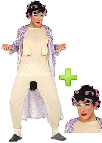 Disfrazjaiak Kostüm Oma chochona mit perücke lockenwickler