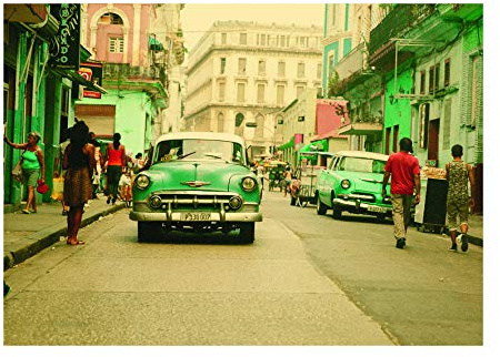 Komar Wandbild | Cuba Rush | Poster, Bild, Wohnzimmer, Schlafzimmer, Dekoration, Kunstdruck, Oldtimer, Cadillac, bunt | ohne Rahmen | P122C-40x30 | Größe: 40 x 30 cm (Breite x Höhe)