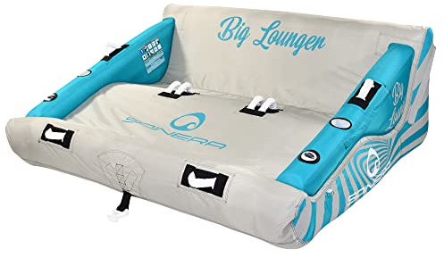 SPINERA Lounger Wasser Sofa 2 & 3 Personen – Aufblasbares Towable Tube mit Rückenlehne, Getränkehalter & Quick Connector – 2-in-1 Lounge & Zugtube für Boot & See, 840D Nylon Cover (Lounger 3 Pers.)