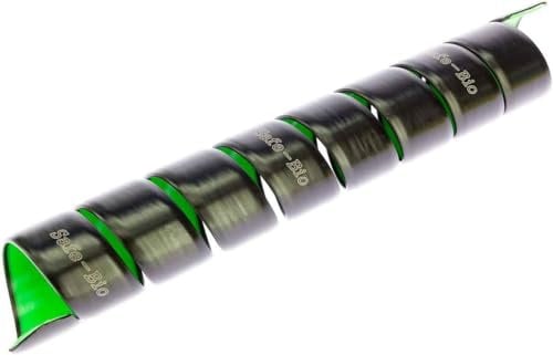 Safeplast Bio Hydraulik Schlauchschutz Spirale Ø 16 mm, Kabelschutz für Hydraulikschlauch, Kabelspirale mit Verschleißanzeige, Flexibler kabelschlauch, UV-beständig, schwarz-grün, 10 m Länge