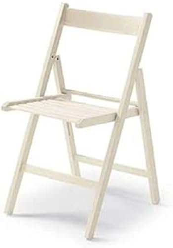 Dmora - Moderner Klappstuhl aus Holz, für Balkon oder Garten, cm 42x48h79, Sitzhöhe cm 47, Farbe weiß