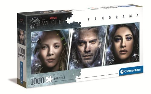 Clementoni 39593 Panorama The Witcher – Puzzle 1000 Teile ab 9 Jahren, Erwachsenenpuzzle mit Panoramabild, Geschicklichkeitsspiel für die ganze Familie, ideal als Wandbild