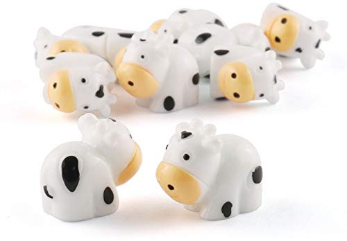 E-outstanding Cuentas en forma de vaca 30 piezas de adornos de vaca lechera de resina dura para manualidades