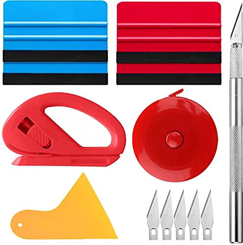 KAHEIGN 13Pcs Car Vinyl Wrap Tool Kit, Wrap Squeegee Wallpaper Smoothing Tool with Cutting Tool Felt Squeegee Hard Scraper for Car Wrapping and Install Wallpaper