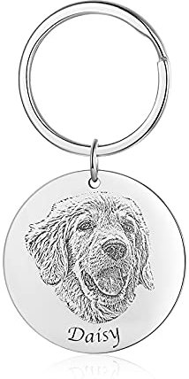jewelora porte-clés personnalisé avec photo et nom de l'animal de compagnie porte-clés gravé vos chiens chats cadeau pour hommes femmes sur anniversaire anniversaire