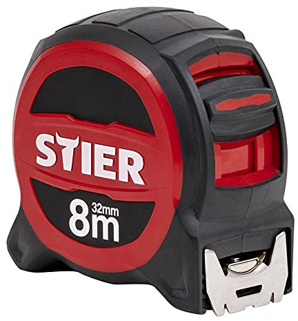 STIER Flessometro tascabile Premium 8 m x 32 mm con magnete e gancio in acciaio legato