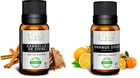 Lot Douceur de Noël huiles essentielles Orange Douce-Cannelle 10mlx2- greenstorm