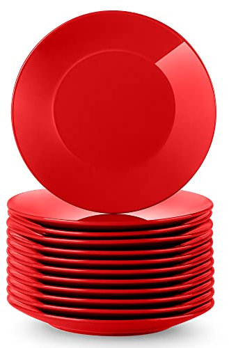 LOVECASA, Série Sweet, Assiette Plate à Dîner en Porcelaine, 12 Pièces, 26 cm, Assiette Couleur Pure