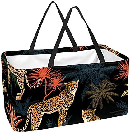 Wiederverwendbarer Einkaufskorb Afrikanischer Leopard Tragbare Faltbare Picknick-Einkaufstüten Wäschekorb Einkaufstasche