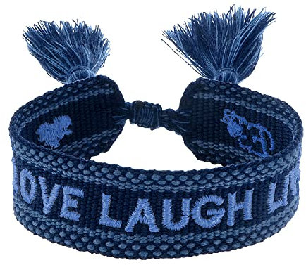 Engelsrufer Damen Armband aus Polyester und Baumwolle in schwarz blau mit LOVE LAUGH LIVE Stickerei - Kordelverschluss - größenverstellbar