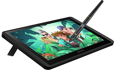 Karlak 12HD-A H-IPS LCD-Grafiktablett-Monitor 11,6 Zoll Größe 1366 x 768 Display 8192 Druckstufe Passive Technologie mit Neigungsfunktion Unterstützt OS USB-betriebenes Zeichentablett mit