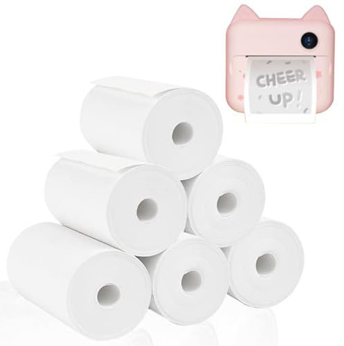 wynott Thermal Paper Roll, 6PCS Thermal Printing Camera Paper Rolls Non-Adhesive Camera Printer Paper Thermal Printer Paper Mini Printing Paper Bill Receipt Paper Rolls for Mini Instant Photo Printer