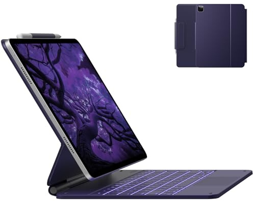 typecase Funda para iPad Pro de 12.9 pulgadas de 6ª generación, soporte magnético con teclado - Cubierta de teclado táctil con retroiluminación para iPad Pro 12.9 5ª 4ª 3ª generación - Fibra de