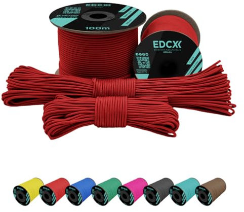 EdcX 2 mm Nylon Paracord 275 (15, 30, 50 and 100 m)– 100% Nylon rope, 3-Strand cord, Nylon cord 2 mm in Many Colours (Light Red, 50 m)