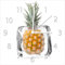 Wallario Design-Wanduhr Ananas in Eiswürfel - Eiskaltes Obst aus Glas, Motiv-Uhr Größe 30 x 30 cm, weiße Zeiger