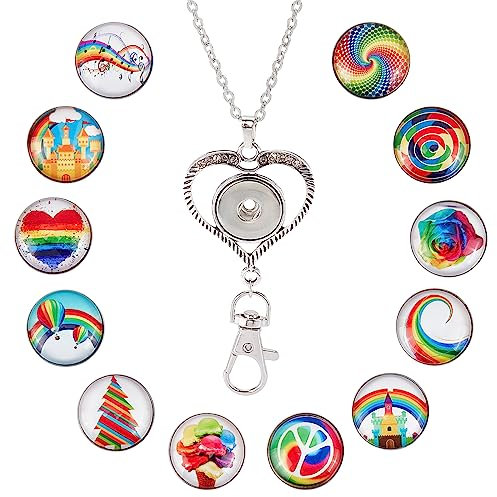 SUNNYCLUE 1 Box 12 Stück Ausweis Lanyard Halskette Mit Schnappverschluss Love Is Love LGBT Schwul Regenbogen Abnehmbare Druckknöpfe Abreißbare Austauschbare Büro Lanyards Für Damen Herren Personal Kra