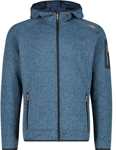 CMP - Giacca in Knit-Tech da Uomo con Cappuccio Fisso, Hydro-Bluesteel, 60