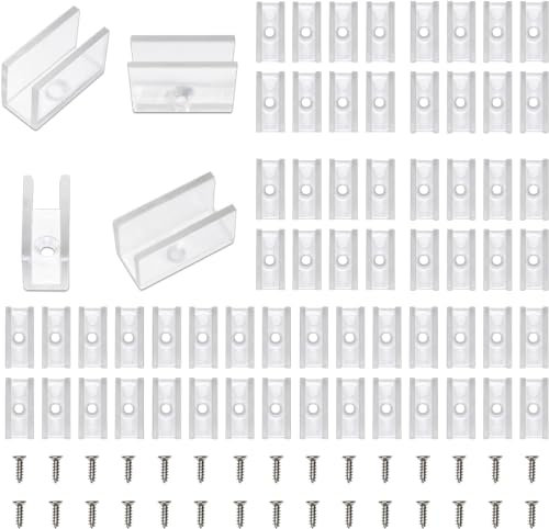 MMEEVT 100 Stück wasserdichte LED-Streifen-Clips, Montage-Clips für 5mm bis 6mm Neon-LED-Streifen, wasserdicht, klar