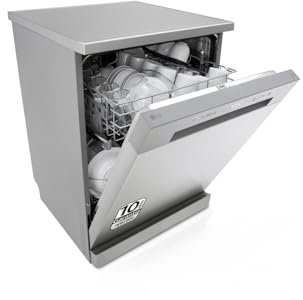LG DF141FV Lavastoviglie 60 centimetri Capacità 14L con funzione QuadWash Direct Drive, Efficienza D, colore Inox Anti impronte
