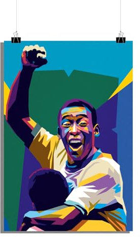 25 Artstreet Pelé Poster | Porträt einer Fußballlegende | Pele-Kunst | Fußball-Ikone | Sport-Wand-Dekor | Fußball-Sensation (Size 61x91)