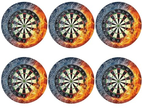 Set 6 Leder-Untersetzer mit Dartscheiben-Druck, Getränkeuntersetzer für Esstisch, Bar, Kaffee, Bar, Dekoration, als Geschenk