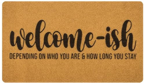 KorhLeoh Welcome Door Mat Outdoor Heavy Duty Funny for Front Door Entry with Saying - Non Slip Rubber Backing Outside Indoor Entrance Decor for Balcony Patio 70 x 45 CM