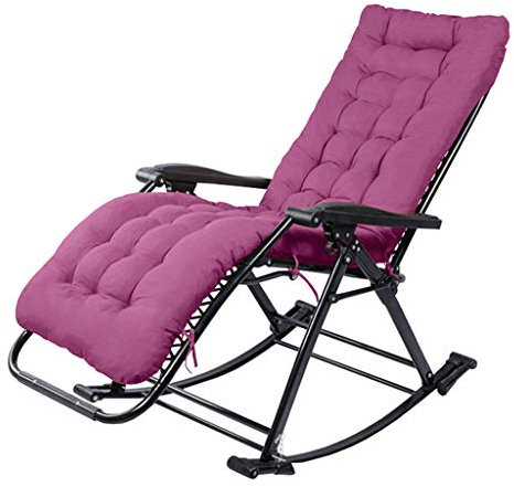 asdchZen Garten-Schaukelstuhl, faltbar, Liegestuhl, Outdoor, verstellbare Sonnenliege, Liegestühle, Wippstuhl, Null-Schwerkraft-Sitz, mit Kissen für Strand, Camping, Terrasse, Deck (lila)