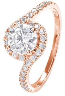 Wycian Frauen Ringe Schlicht, Moissanite Ringe 18K Rosegold Größe 61 (19.4) Moissanit Rundschliff Weiß Npassbar Für Verlobung
