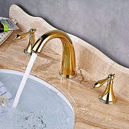 Para Lavabo En Forma De Arco Grifo Mezclador Bimando Acabado Dorado