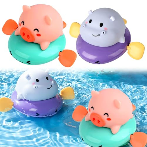 2 Stück Badewannenspielzeug, Wasserspielzeug Kinder ab 1 2 3 4Jahr, Wasserspielzeug Uhrwerk Schwimmende Aufzieh Schwimmbad Badewanne Bad Spielzeug für Kleinkinder Jungen Mädchen