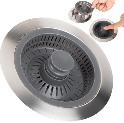 3 In 1 Kitchen Sink Strainer,Kitchen Pop Up Sink Plug Replacement,Kitchen Sink Drainer Plugs Universal For Sink Food Catcher,Kitchen Sink Drain Strainer And Stopper,Sink Drain Hole Depth > 35mm