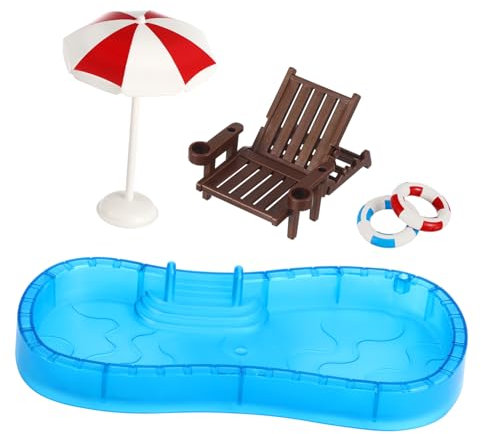 TOYANDONA 1 Ensemble Maison De Chaise De Plage Mini Piscine Kit Mini Maison Piscine Mini Maison Piscine Miniature Jouet Miniature Meubles Modèle Micro Paysage Miniature Chaise De