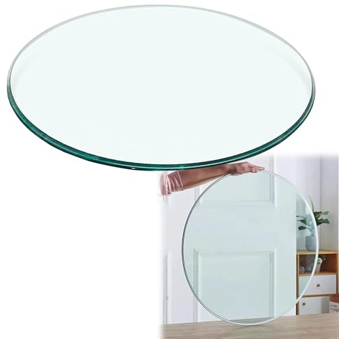 Glasplatte Rund Ø 35 58 68 100cm Outdoor Patio Tischplatte, Transparentes Flachglas, 8mm Dickes Gehärtetes Glass Scheibe, Robust Und Stabil, Sicherheitsglas Glaspatte Für Couchtisch/Esstisch(55cm)